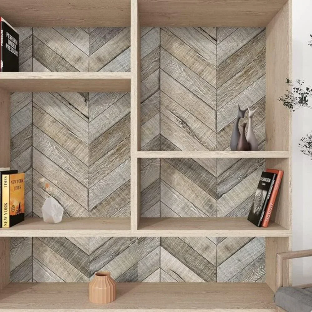 Wood Wallpaper Herringbone Peel and Stick Wallpaper‎ 17.7inch×118.1inch Rustic